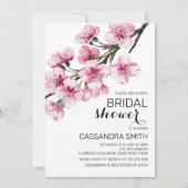 Invitation Fleur de cerise rose Sakura Fête des mariées verte (Devant)