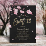 Invitation Fleur de cerise rose vintage Sakura Sweet 16<br><div class="desc">Élégant rose Fleur de cerisier Fleur Fleur Élégant Sweet 16 Invitations.</div>