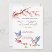 Invitation Fleur de cerisier d'aquarelle avec BlueBirds (Devant)