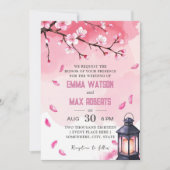 Invitation Fleur de cerisier Élégant Mariage rose printemps (Devant)