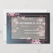 Invitation Fleur de cerisier géométrique RSVP (Devant)