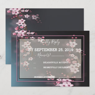 Invitation Fleur de cerisier géométrique RSVP
