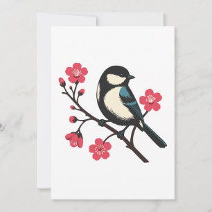 Invitation Fleur de cerisier oiseau - Art sérénité de printem
