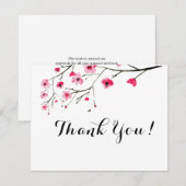 Invitation Fleur de cerisier personnalisée aquarelle - Merci (Devant / Derrière)