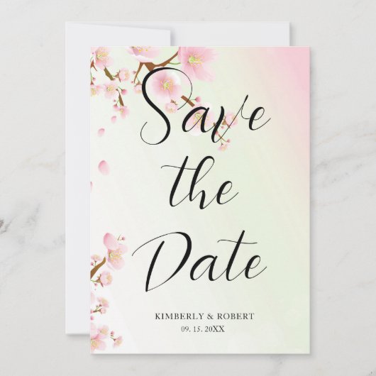 Invitation Fleur de cerisier rose (Devant)