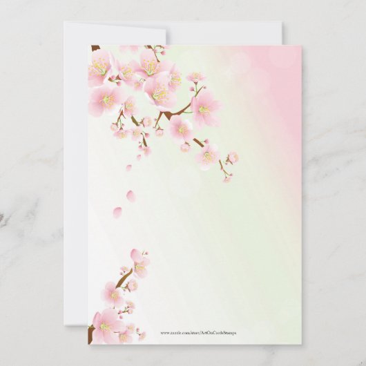 Invitation Fleur de cerisier rose (Dos)