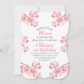 Invitation Fleur de cerisier rose 1er premier anniversaire Fl (Devant)