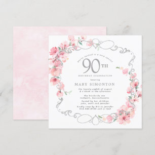 Invitation Fleur de cerisier rose 90e anniversaire