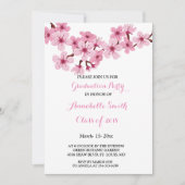Invitation Fleur de cerisier rose blanc Fleur de Graduation P (Devant)