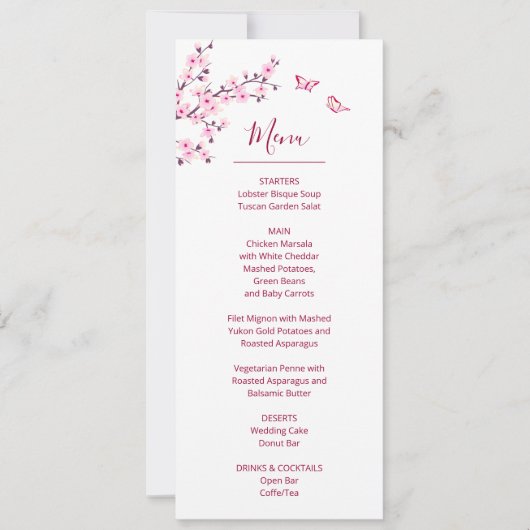 Invitation Fleur de cerisier rose blanc mariage (Devant)