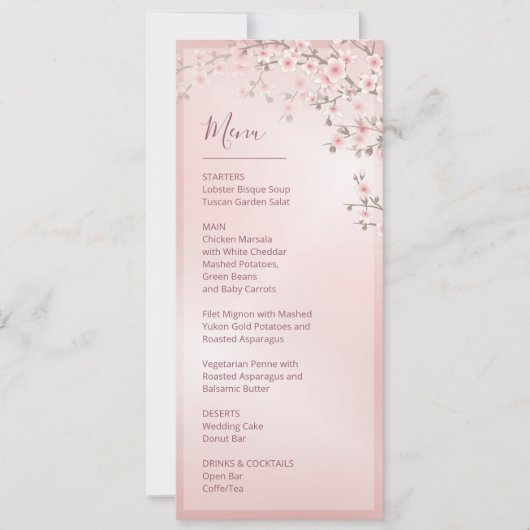 Invitation Fleur de cerisier rose blanc Mariage    (Devant)