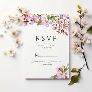 Invitation Fleur de cerisier rose botanique été RSVP