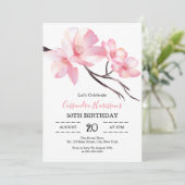 Invitation Fleur de cerisier rose clair moderne Anniversaire  (Debout devant)