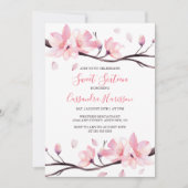 Invitation Fleur de cerisier rose clair moderne Sakura annive (Devant)