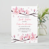 Invitation Fleur de cerisier rose clair moderne Sakura annive (Debout devant)