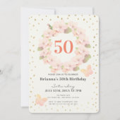 Invitation Fleur de cerisier rose et or Floral Adulte anniver (Devant)