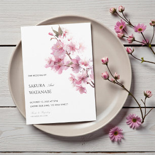 Invitation Fleur de Cerisier Rose Fardée Mariage Japonais