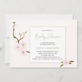 Invitation Fleur de cerisier rose floral baby shower (Devant)