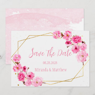 Invitation Fleur de cerisier rose Géométrique Enregistrer les