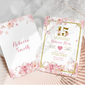 Invitation Fleur de cerisier rose or Fille Florale Royal 15 A
