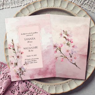 Invitation Fleur de Cerisier Rose Pâle Mariage Japonais