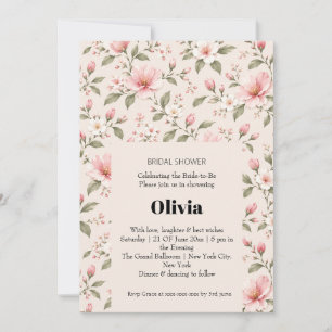 Invitation Fleur de cerisier rose pâle, motif floral sans cou