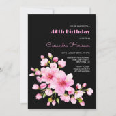 Invitation Fleur de cerisier rose rustique Sakura Black Birda (Devant)