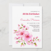 Invitation Fleur de cerisier rose rustique Sakura Fête d'anni (Devant)