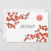 Invitation Fleur de cerisier rouge RSVP mariage chinois (Dos)