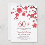 Invitation Fleur de cerisier rouge Sakura Rustique Floral Ann (Devant)