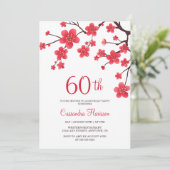 Invitation Fleur de cerisier rouge Sakura Rustique Floral Ann (Debout devant)