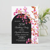 Invitation Fleur de cerisier Sakura noir blanc Anniversaire (Debout devant)