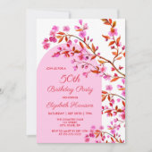 Invitation Fleur de cerisier Sakura rose blanc Anniversaire (Devant)