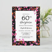 Invitation Fleur de cerisier Surprise Noir Anniversaire (Debout devant)