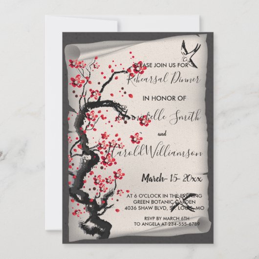 Invitation Fleur de cerisier Vintage (Devant)