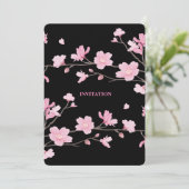 Invitation Fleur de cerisiers - Noir (Debout devant)