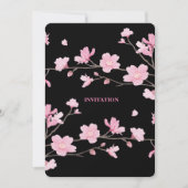 Invitation Fleur de cerisiers - Noir (Devant)