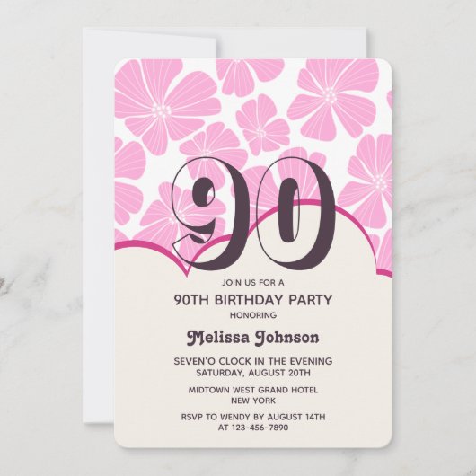 Invitation Fleur de Chamomille rose Abstraite (Devant)