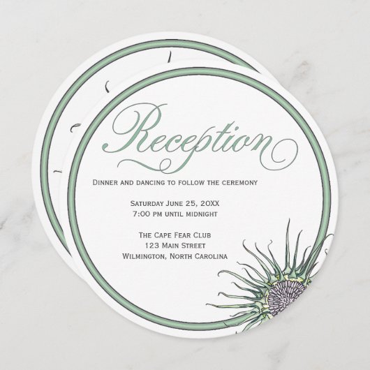 Invitation Fleur de chardon ronde mariage réception invitatio (Devant / Derrière)
