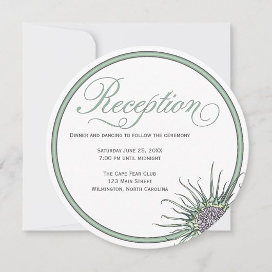 Invitation Fleur de chardon ronde mariage réception invitatio (Devant)