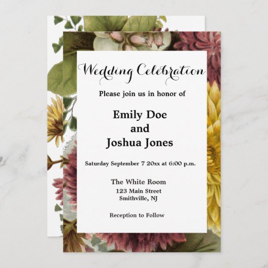 Invitation Fleur de chrysanthème mère florale (Devant / Derrière)