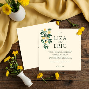 Invitation Fleur de citron Arbre Floral Élégant Mariage Jaune