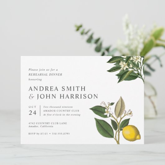 Invitation Fleur de citron | Dîner De Répétition Botanique Ch (Debout devant)