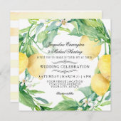 Invitation Fleur de citron moderne Mariage d'agrumes de couro (Devant / Derrière)