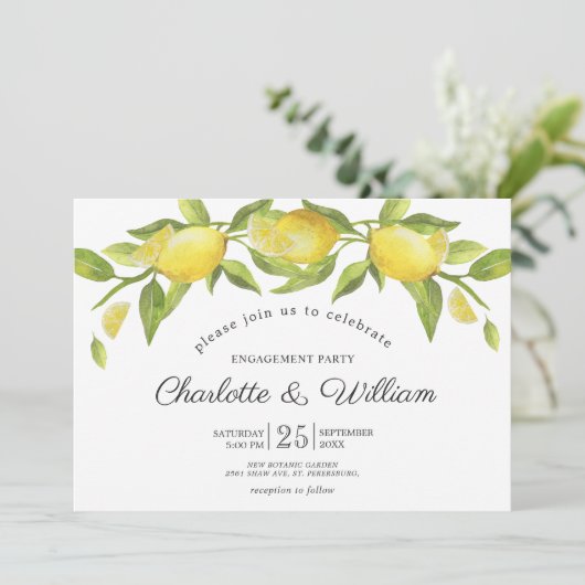 Invitation Fleur de citrons Végétal ENGAGEMENT PARTI (Debout devant)