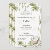 Invitation Fleur de coco tropicale Palmiers Anniversaire (Devant / Derrière)