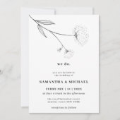 Invitation Fleur de coton blanc clair Botanique nous faisons (Devant)