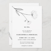 Invitation Fleur de coton blanc clair Botanique nous faisons (Devant / Derrière)