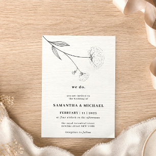 Invitation Fleur de coton blanche claire Botanique nous faiso
