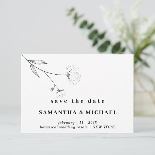 Invitation Fleur de coton Boho Clear Indie Enregistrer la dat (Debout devant)